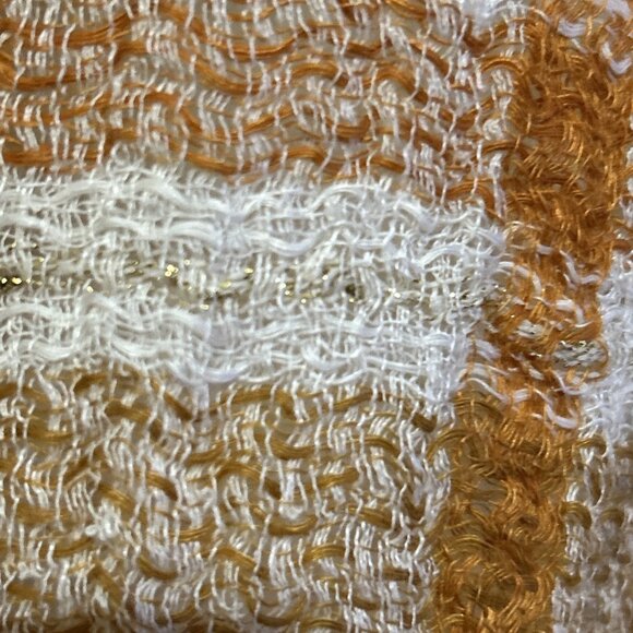 Marilu Orange Italian Linen Top Open Knit Lagenlook Plaid Tunic Shirt XL - Picture 12 of 16